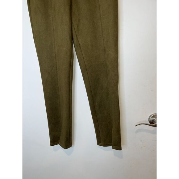 Avenues Filles Olive Green High-Waisted Pull-On  Suede Pants Women size M Medium - Picture 4 of 12